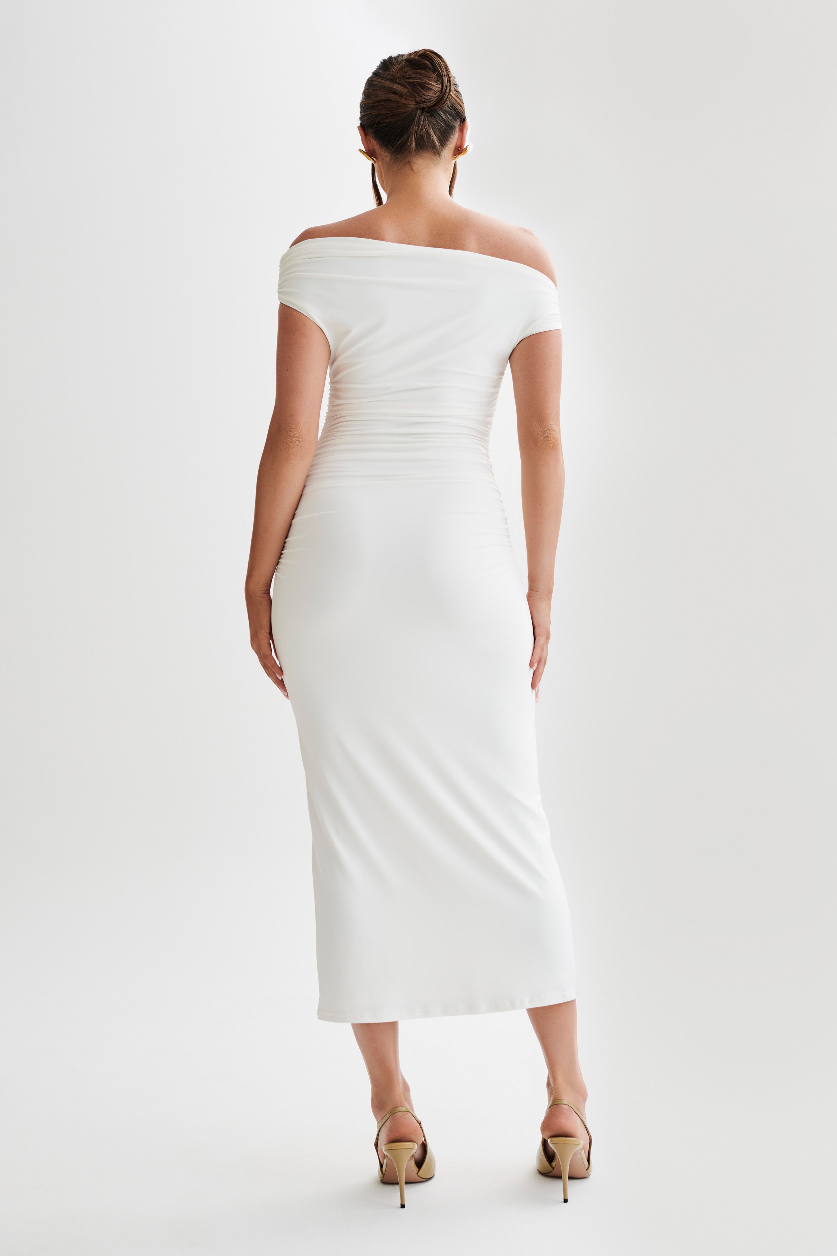 Alayna Recycled Nylon Midi Dress – White