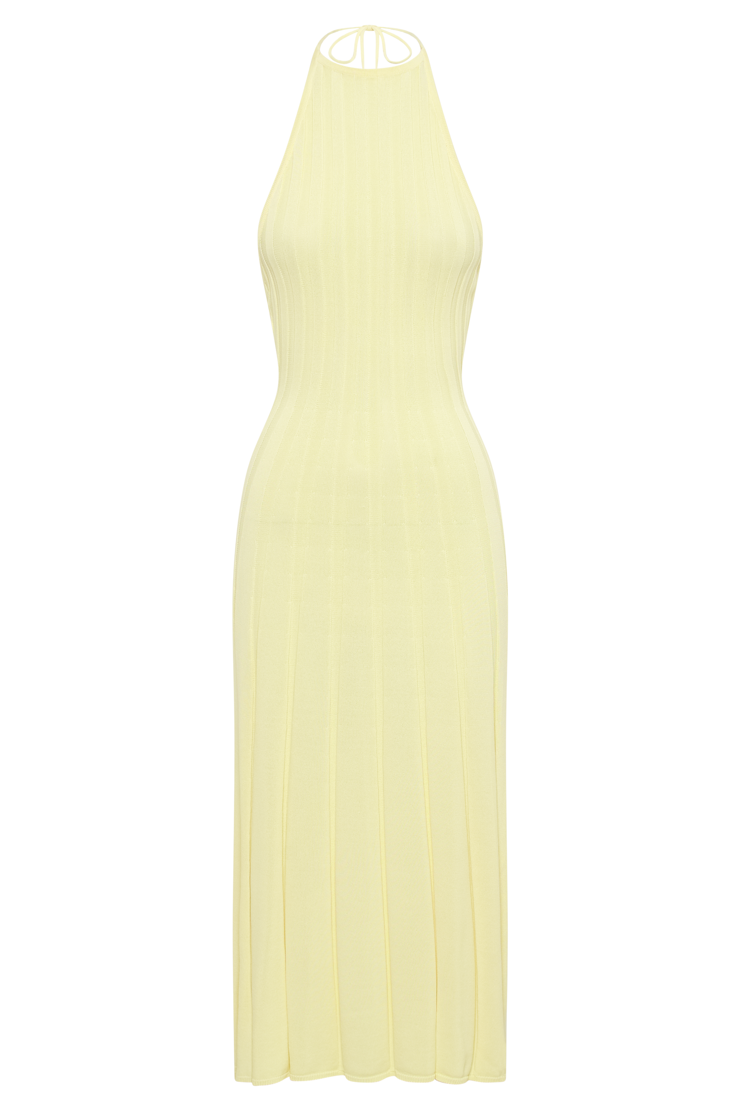 Adrienne Halter Neck Midi Dress - Lemon