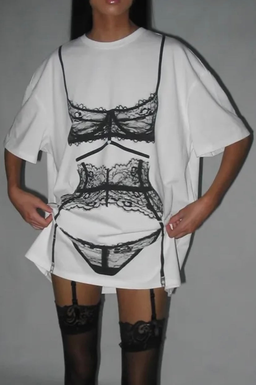 Tammie Oversized Lingerie Graphic T-Shirt