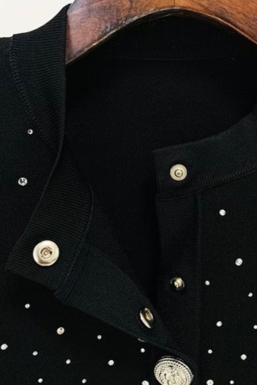 Everley Long Sleeve Gold Button Cardigan - Image 4