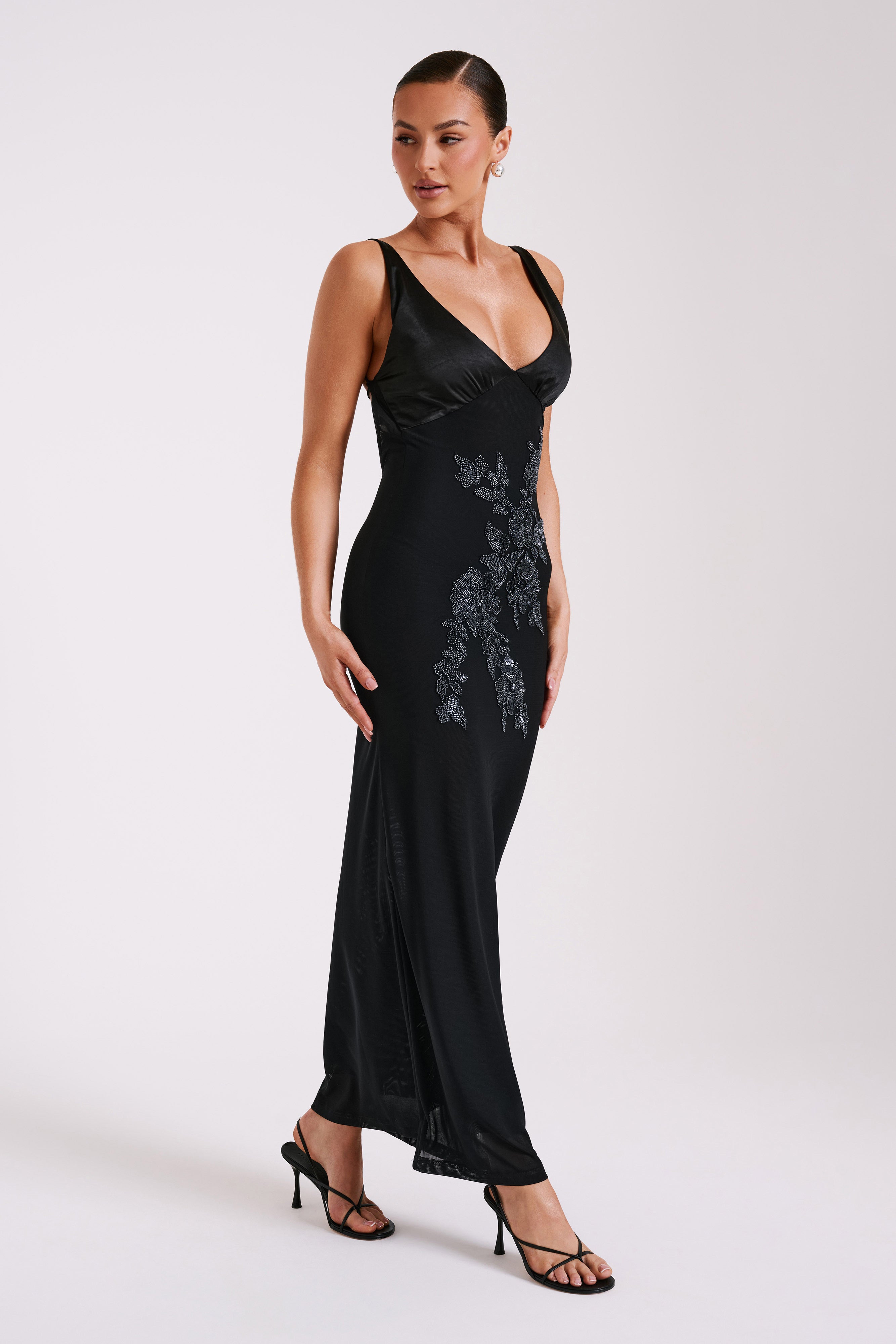 Maya Beaded Mesh Maxi Dress - Black - Image 7