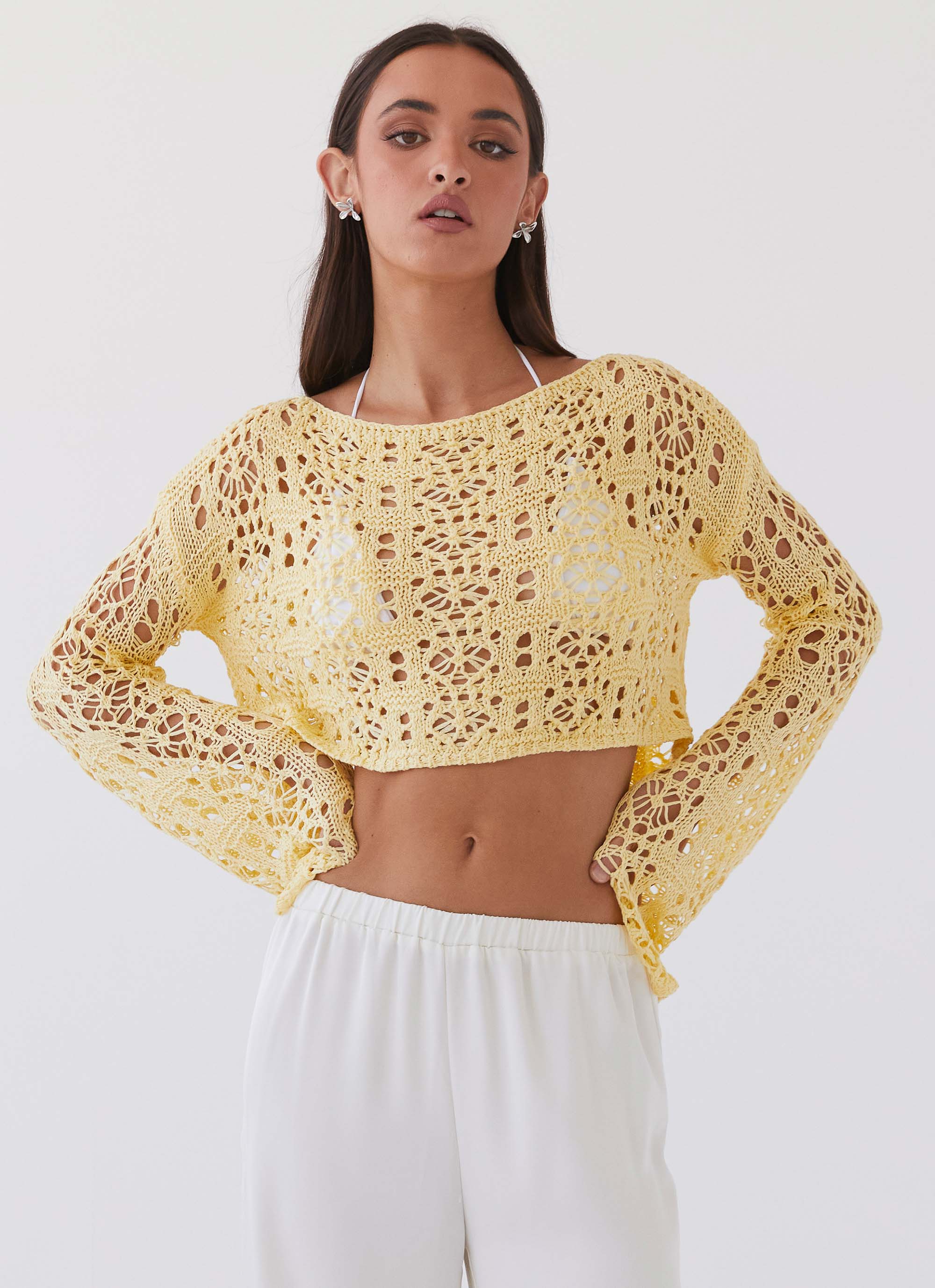 Free Mind Crochet Long Sleeve Top – Marigold