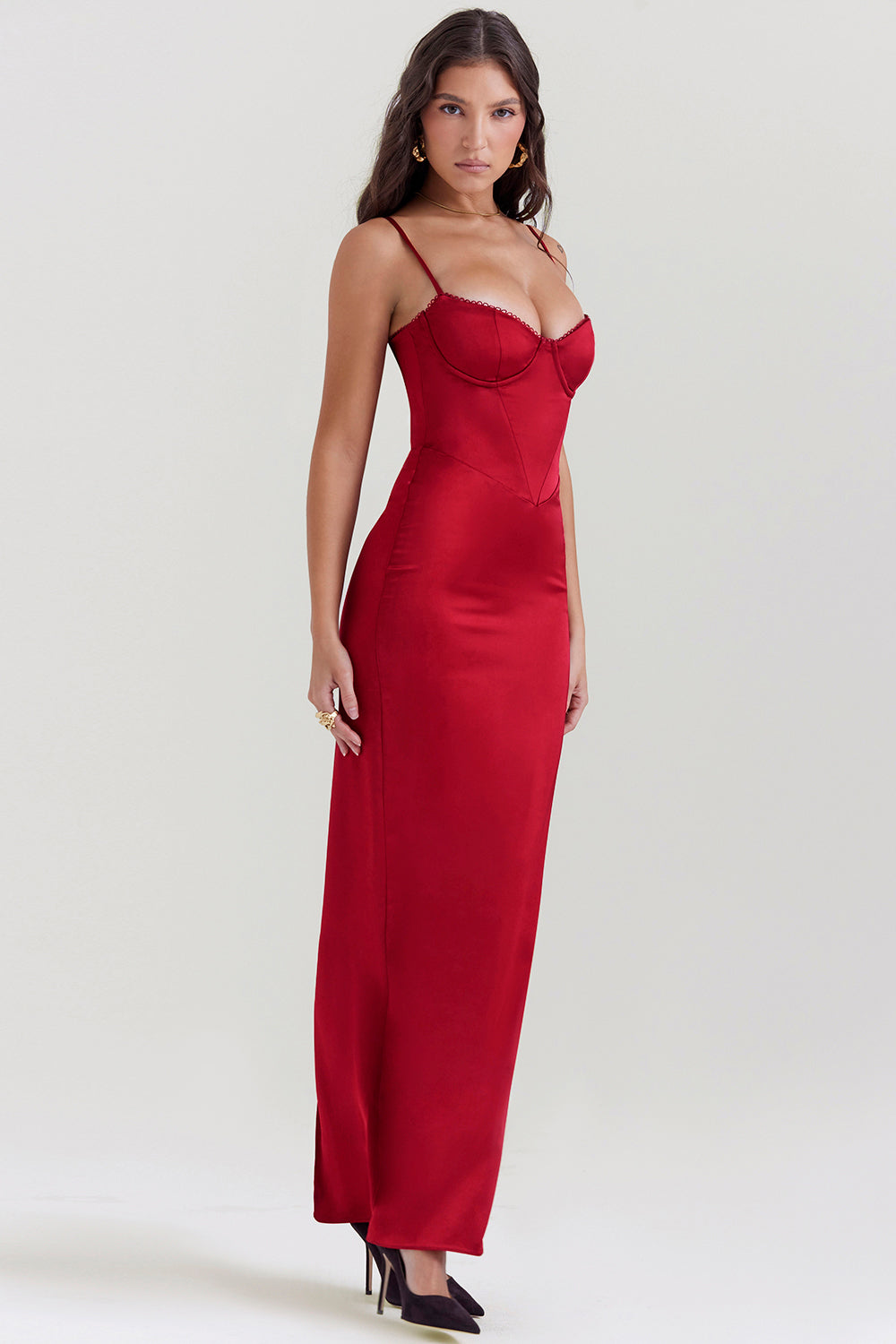 STEFANIA RUBY CORSET MAXI DRESS – Red