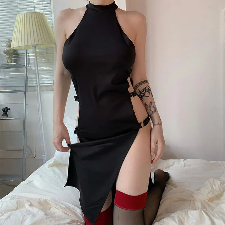 Hollow Out Sleeveless Side Split Dress - Image 8
