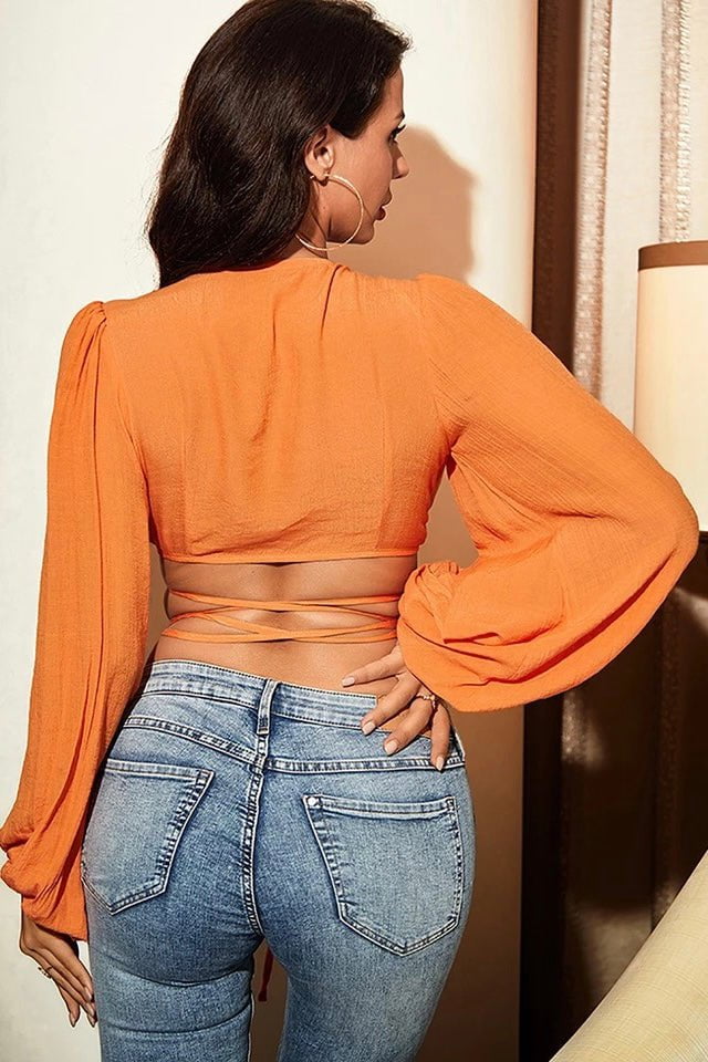 Sale Selina Long Sleeve Strappy Crop Top - Image 3