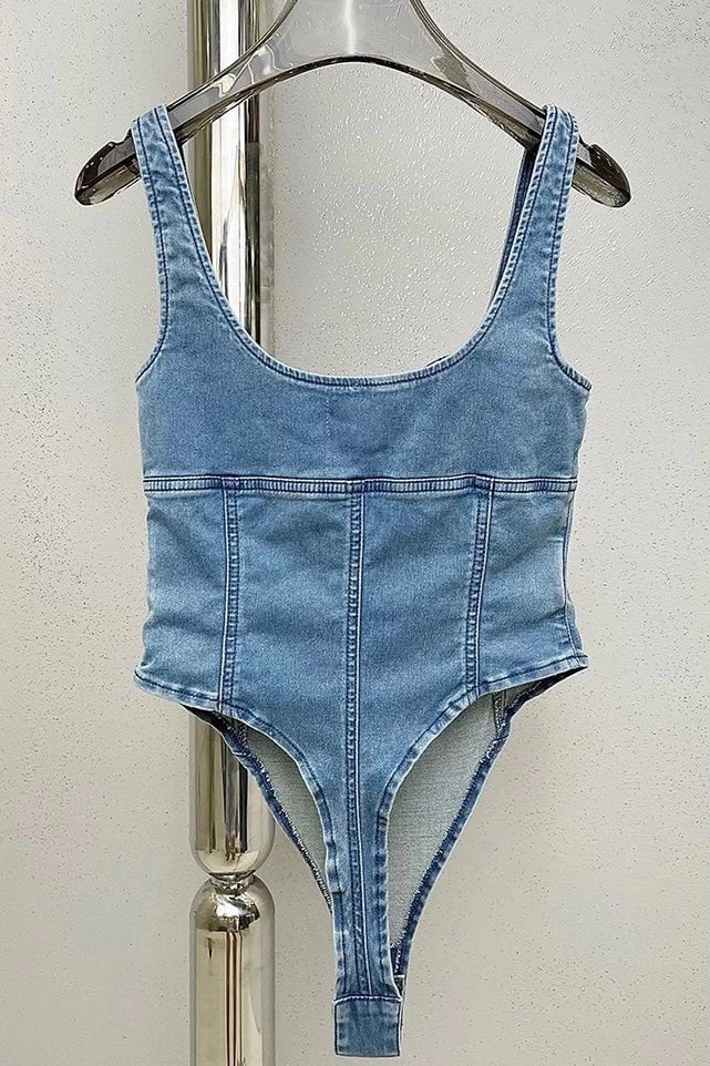 Sale Esme Sleeveless Denim Bodysuit - Image 6