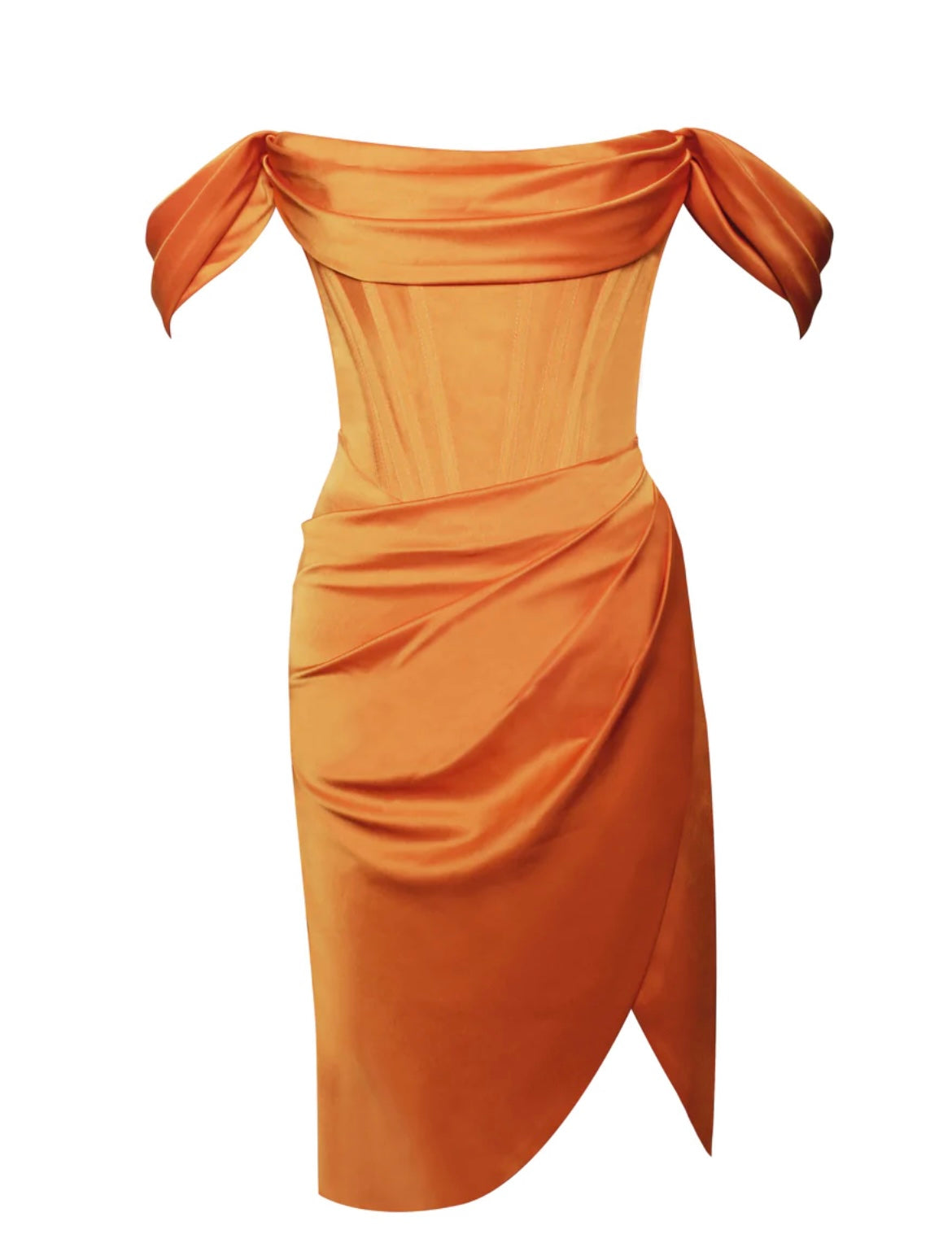 Orange Corset Midi Dress - Image 5