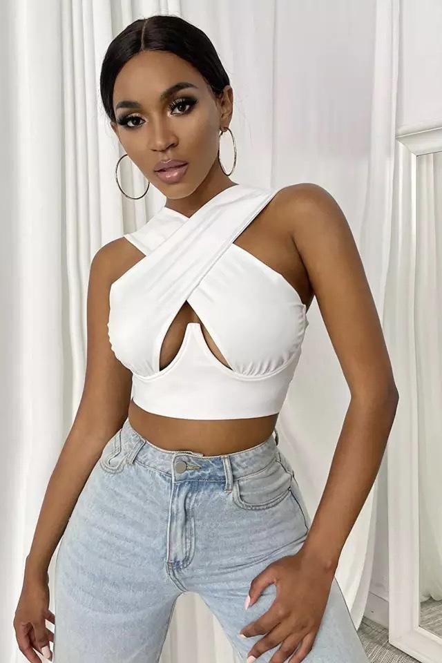 Indigo Criss Cross Crop Top - Image 5