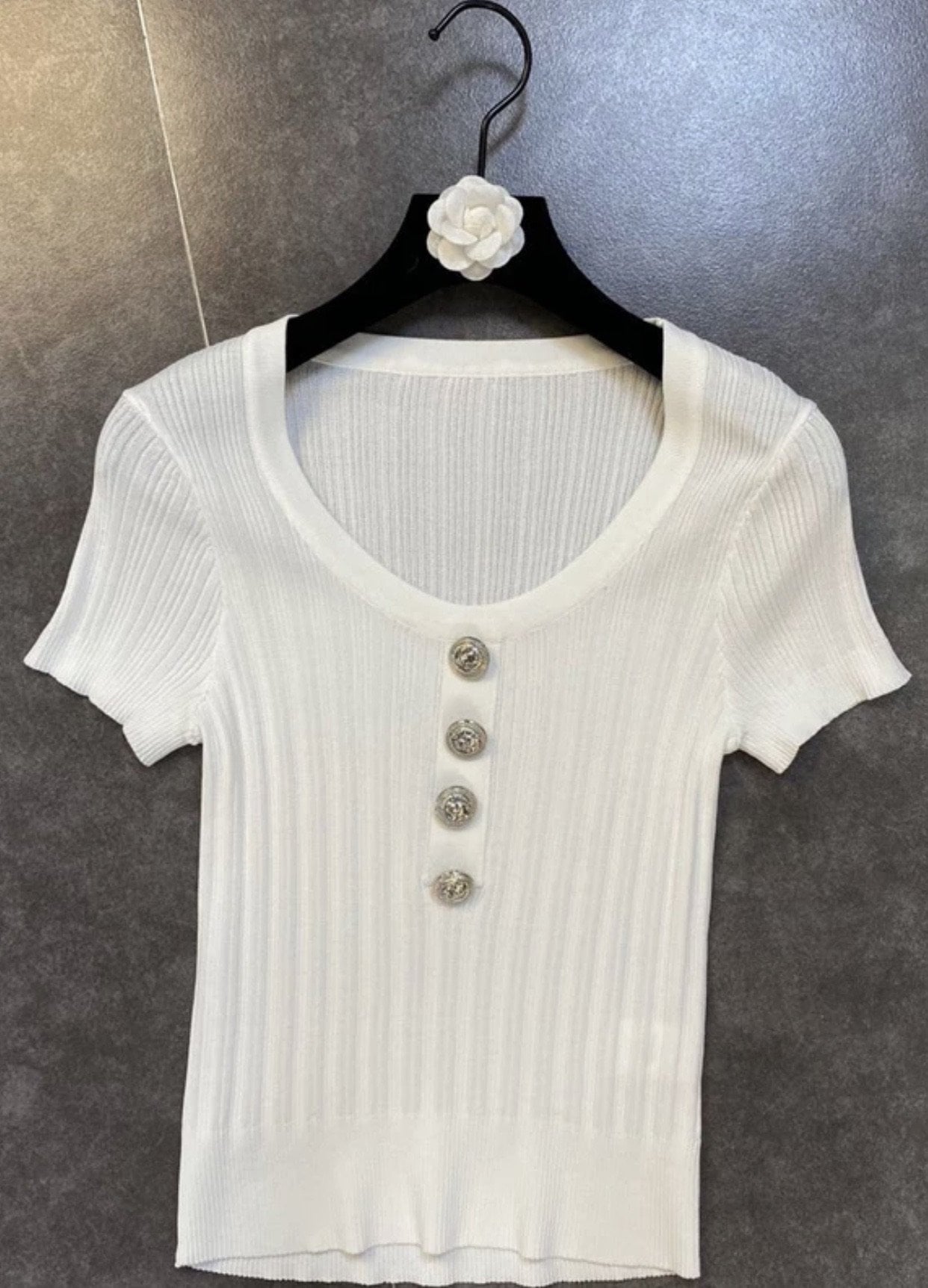 Larisa Button Short Sleeve Top - Image 3