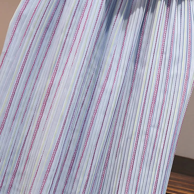 Colorblock Striped Print Round Neck Belted T-Shirt Dress - Image 10