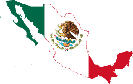 Shape and flag of Mexico