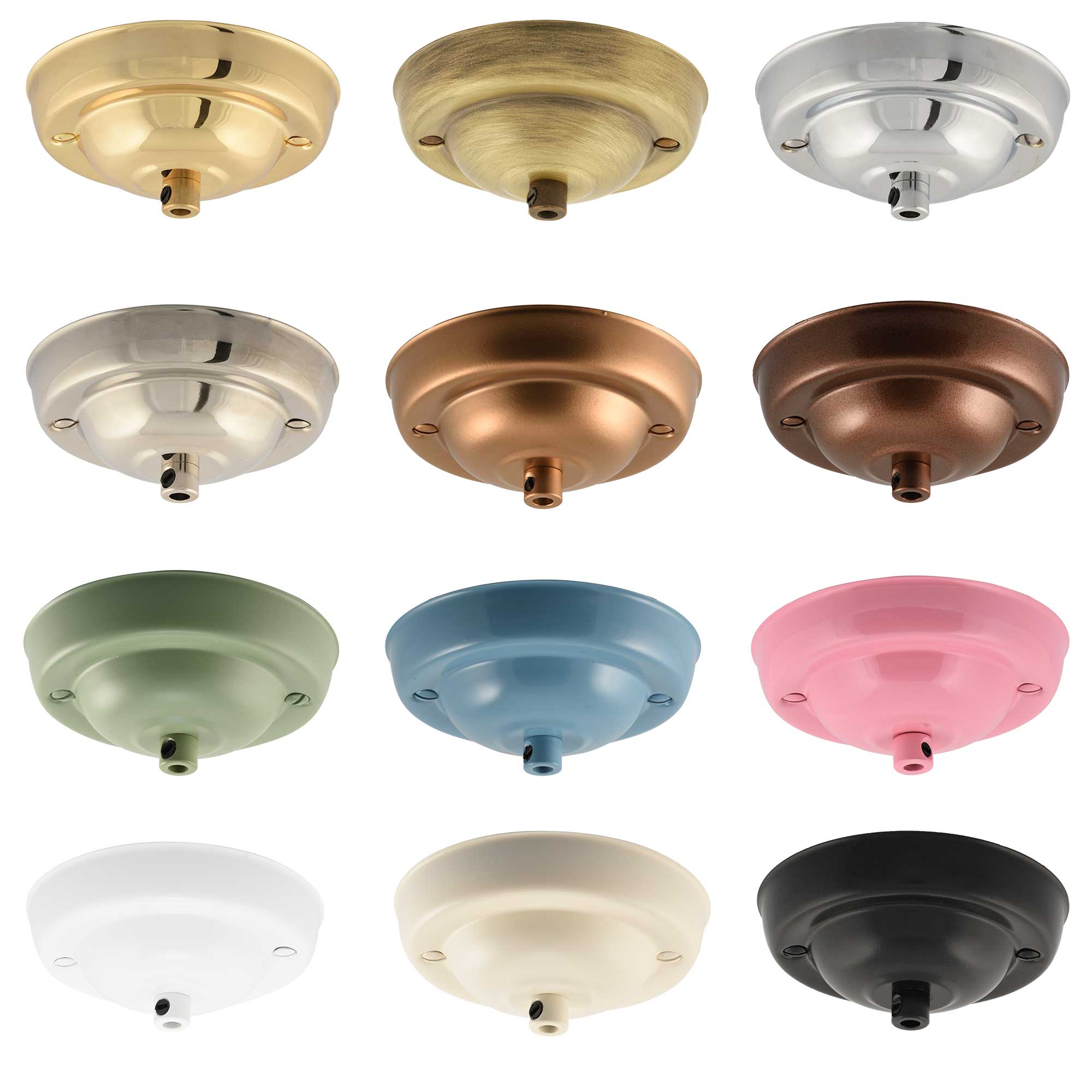 Elektek 108mm Diameter Ceiling Rose With Cord Grip Metallic Finishes Powder Coated Colours For Light Fittings And Chandeliers