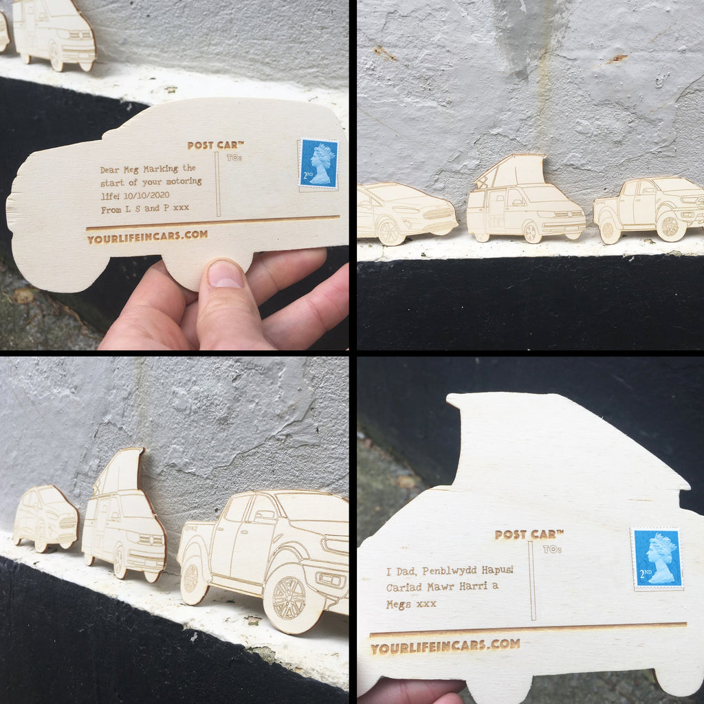 bespoke engraved wooden PostCar™