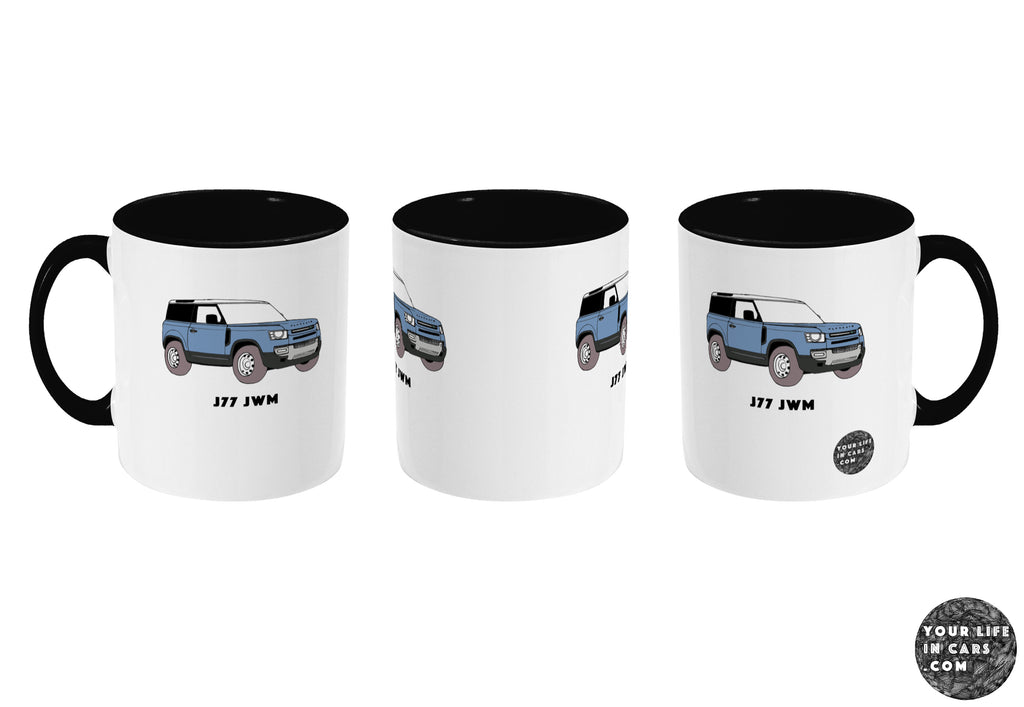 new land rover defender mug personalised bespoke ceramic mug featuring a defender 110