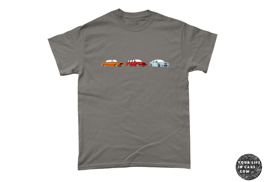 Your life in cars on a heavyweight cotton t-shirt never looked so good. A beautifully crisp bespoke print on a heavyweight cotton T-shirt.  Create the ultimate bespoke car t-shirt.  Carvolution® t-shirt - Your life in cars™. You will have your own illustrator to work with you to create a truly personal and special gift.