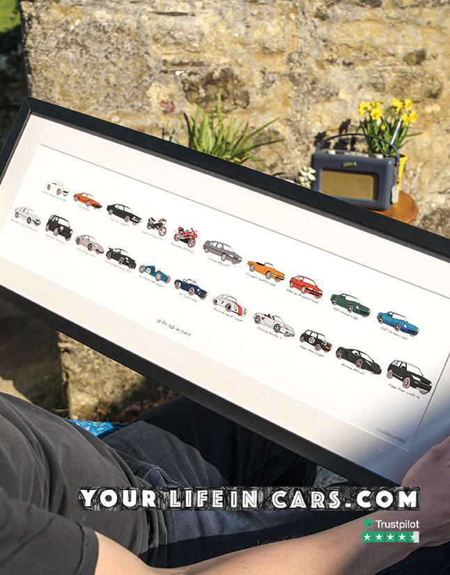 My life in cars framed car artwork carvolution 5 star gift