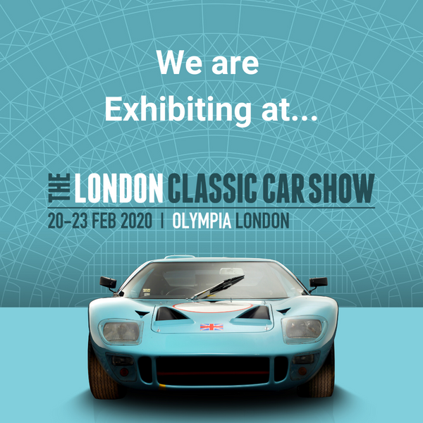 the london classic car show logo poster flyer 2020 ford mustang