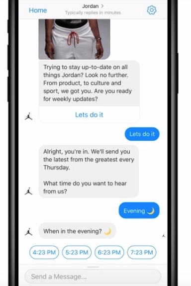 Messenger chatbot when would you like to get updates