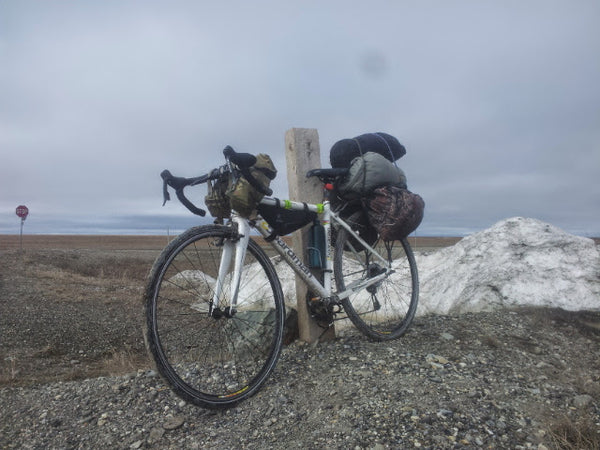 My bike, right at the start of the Dalton Highway, considerably lightened after losing half my stuff