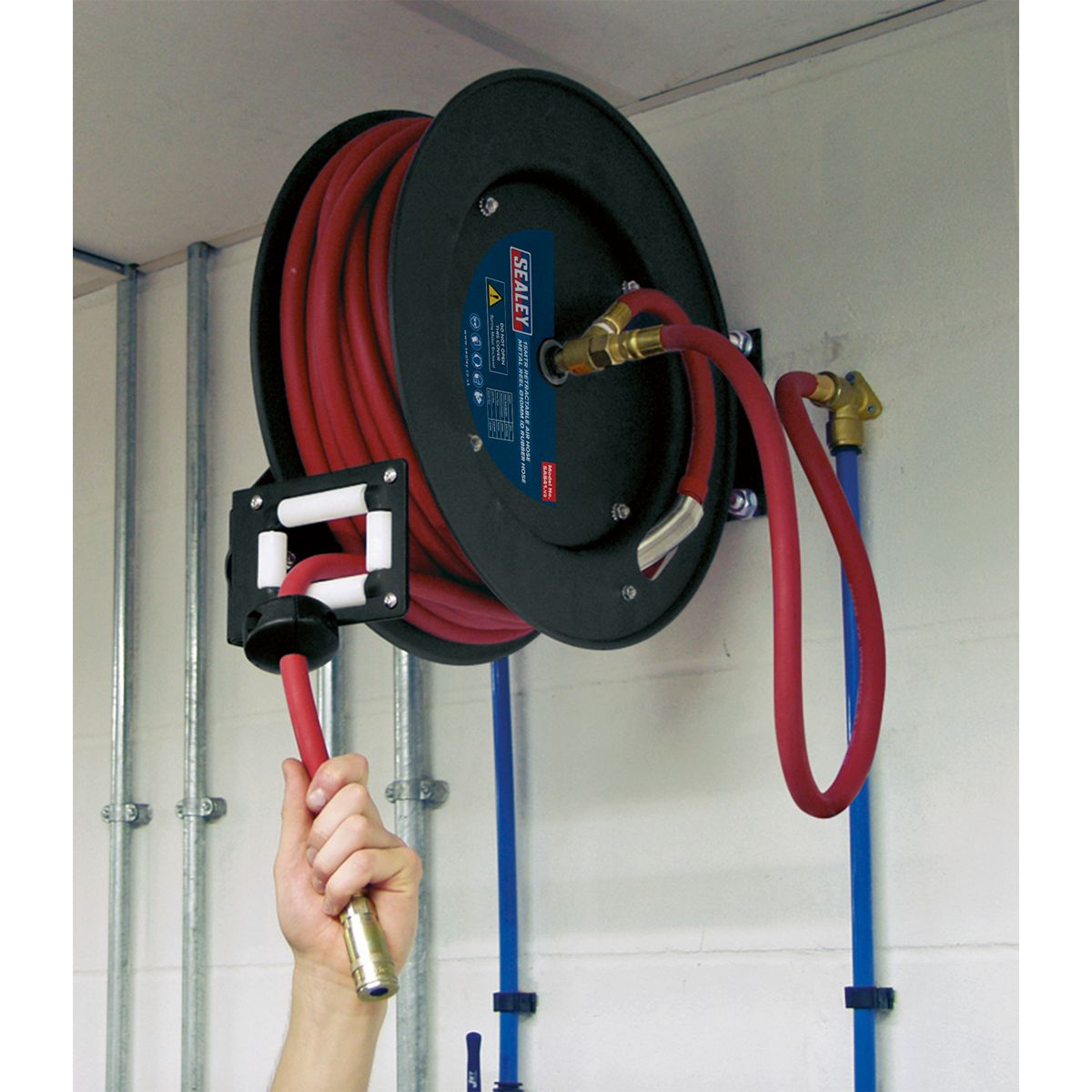 Retractable Air or Water Hose Reel | Blue Case | Macnaught USA