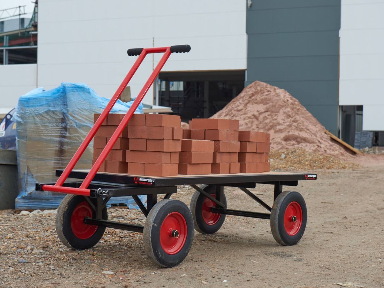 Mild Steel Pneumatic Four Wheel Trolley, Load Capacity: 500kg At