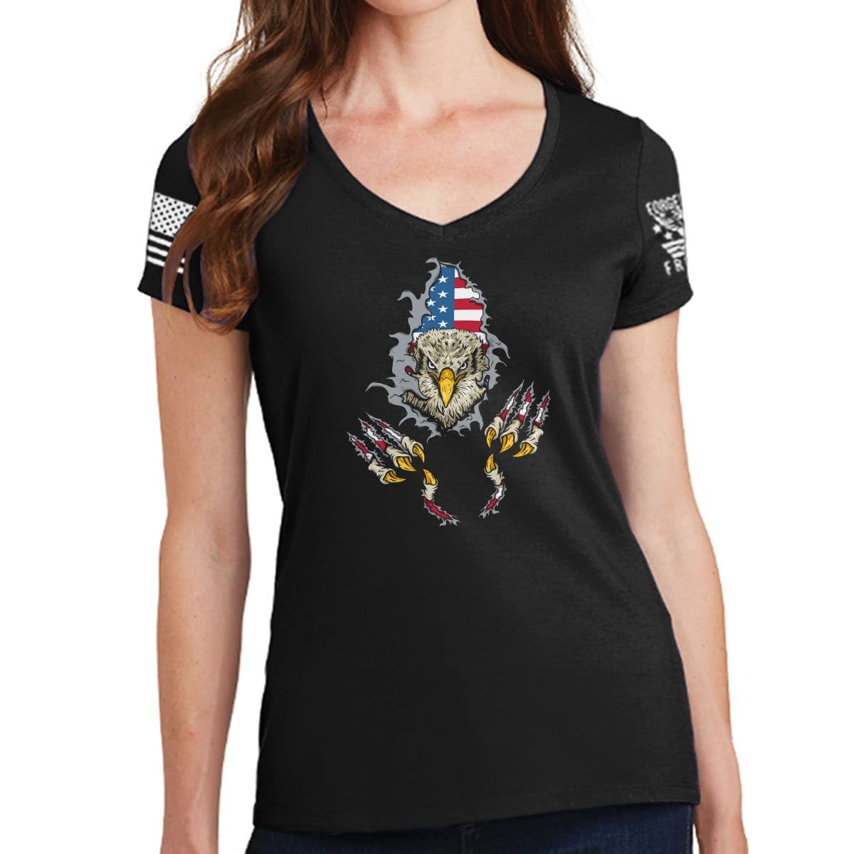 Ladies American Eagle V-Neck T-shirt – Forged From Freedom