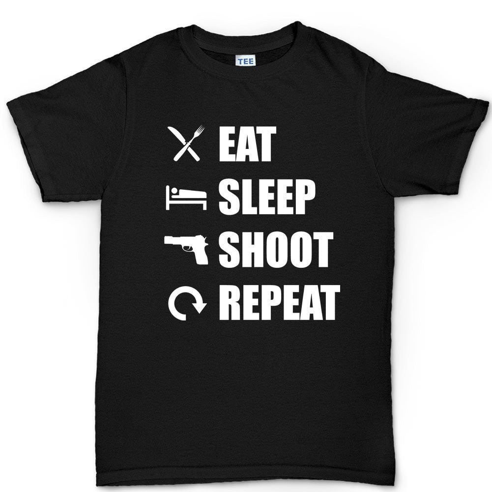 Eat Sleep Shoot Repeat Mens T Shirt Forged From Freedom