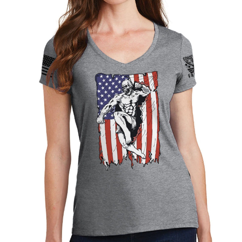 Ladies American Fighter V-Neck T-shirt – Forged From Freedom