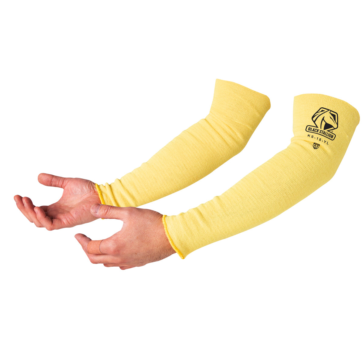 Kut Gard Seamless Knit DuPont Kevlar Glove w/Split Cowhide Leather Palm &  Stitching - Wrist - Yellow - 1/DZ - 09-K300LP