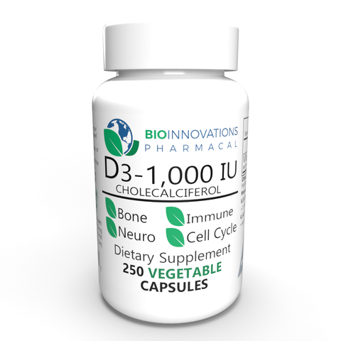 Bio Innovations Vitamin D3, 1,000IU (25micrograms) 250 capsules | Greenvits UK