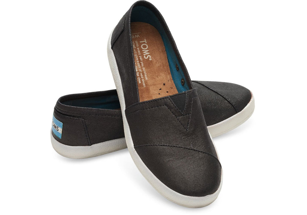 toms black coated canvas