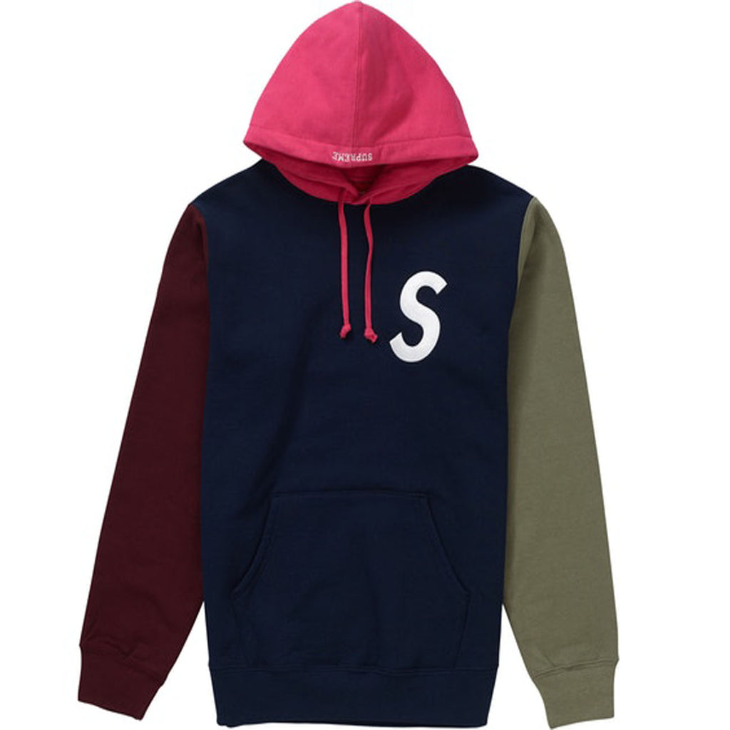 Supreme - Supreme S Logo Colorblocked Hooded Sweatshirt- Navy ...