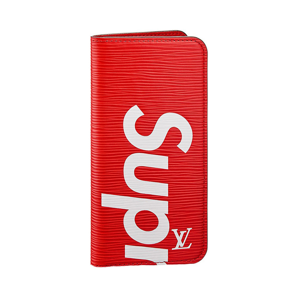 Classic Red Louis Vuitton Monogram x Supreme Logo iPhone XR Wallet