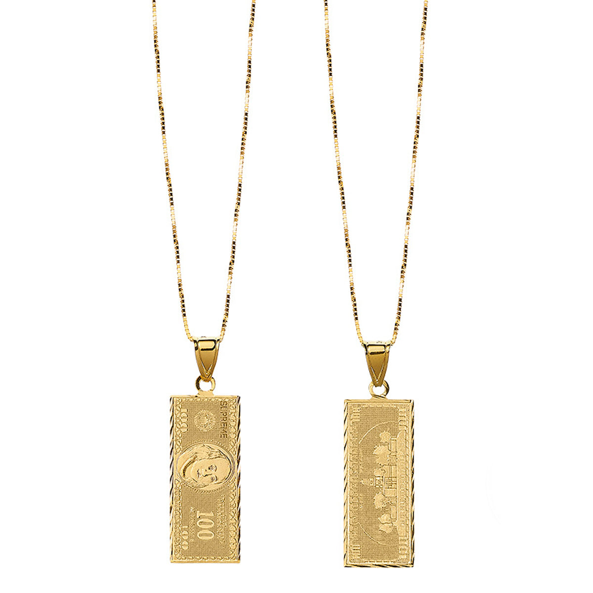 supreme 100 dollar bill necklace