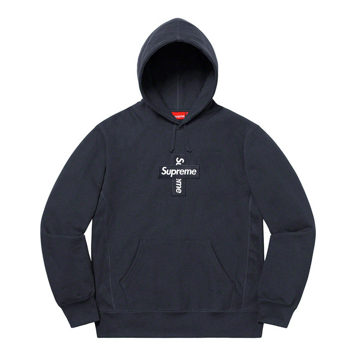 Supreme Cross Box Logo Hooded Sweatshirt- Navy – Streetwear Official