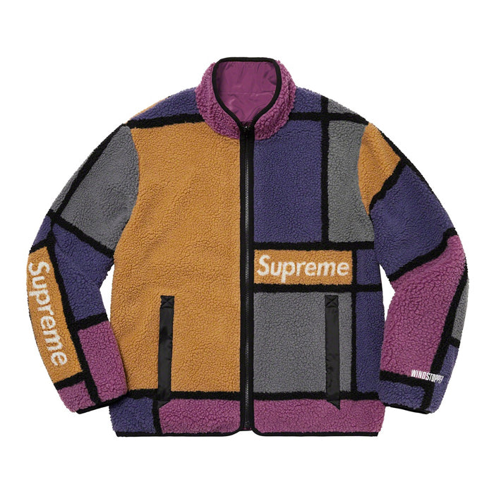 SupremeReversibleColorblockedFleeceJacket Purple