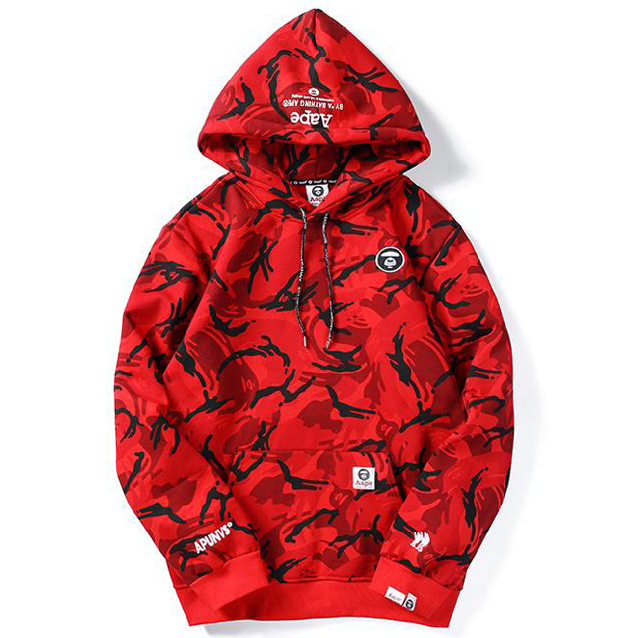 A Bathing Ape Camouflage Red Bape Shark Hoodie