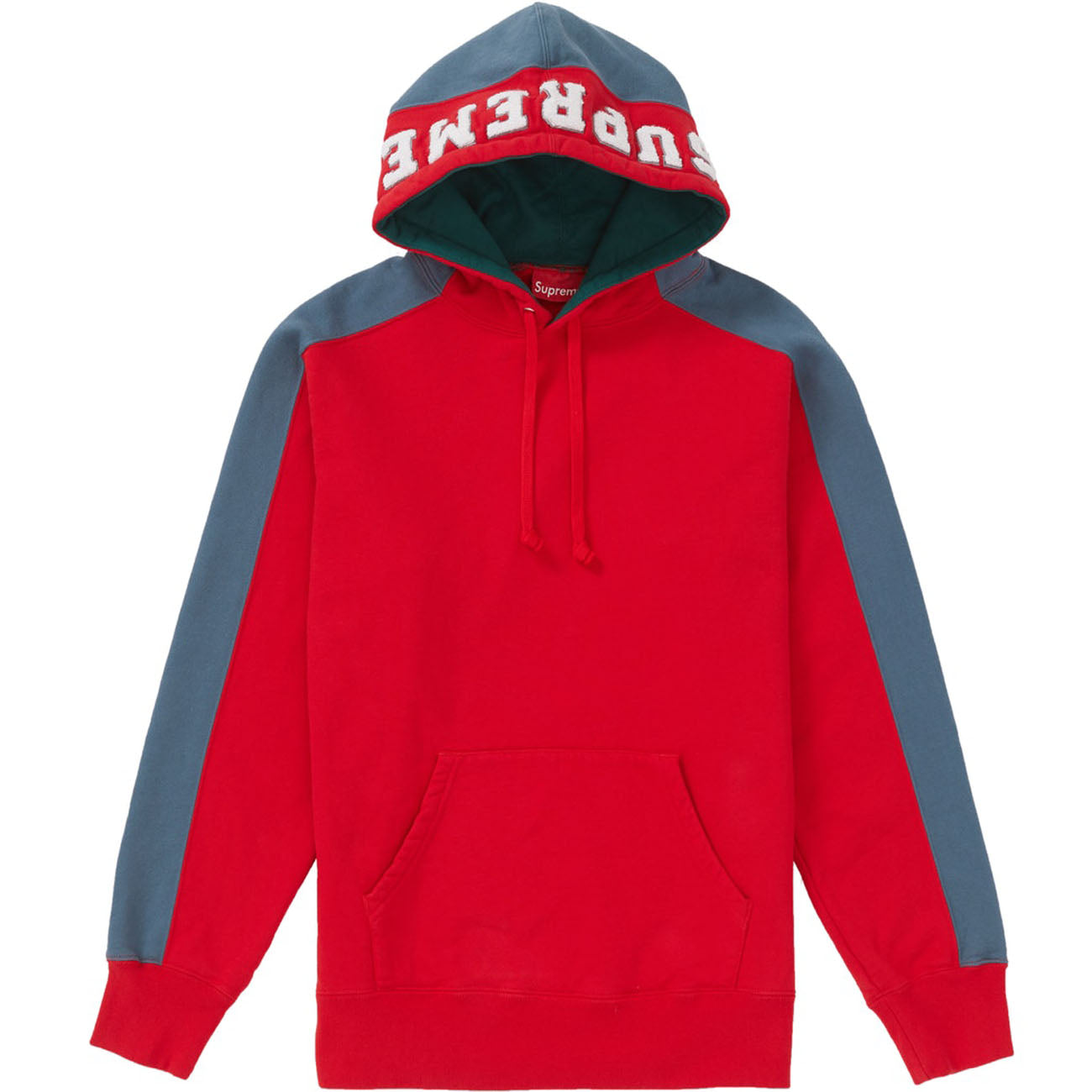 Paneled Hooded Sweatshirt/Red-