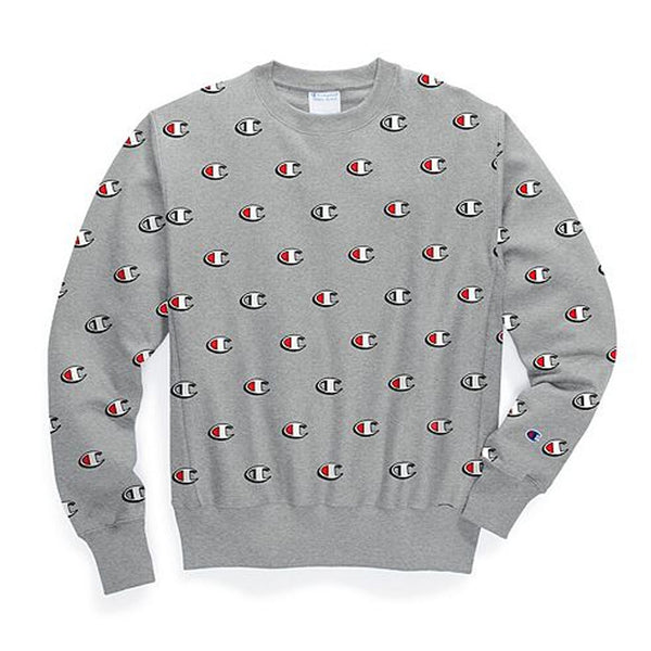 Champion - Champion Reverse Weave Crewneck Scribble Logo- Oxford Grey ...