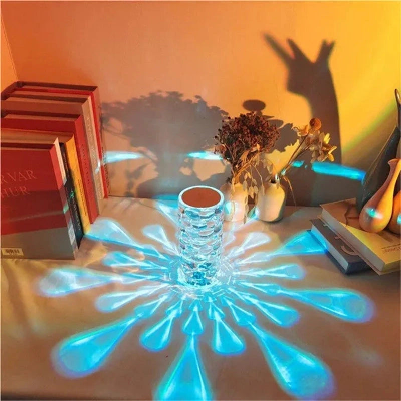 Crystal Table Lamp with Teardrop Shape and 16-Colour LED Options