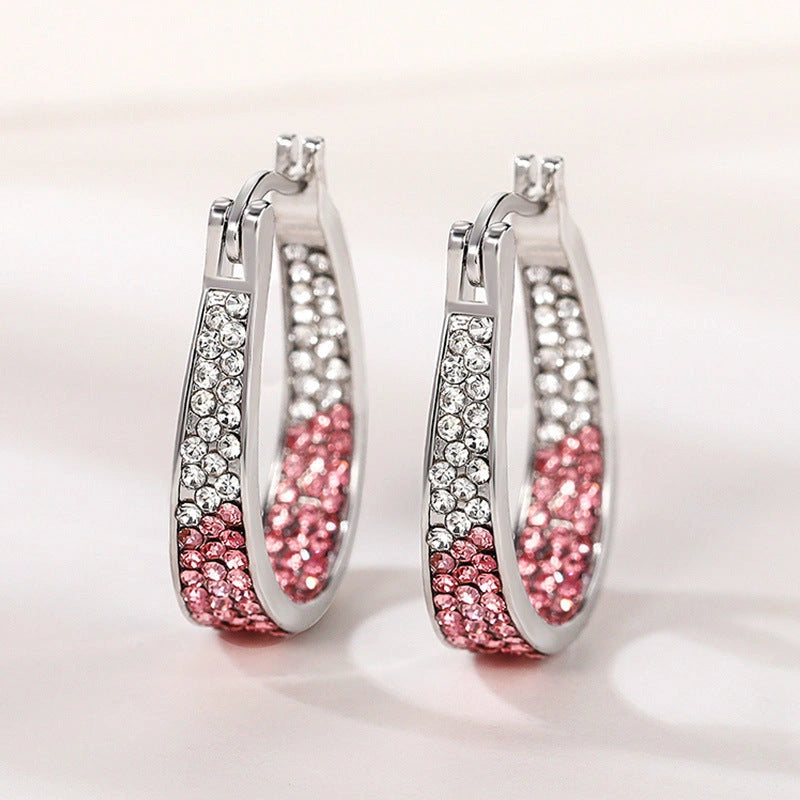 Colourful Geometric Diamond Earrings for Women with English Letter Detail