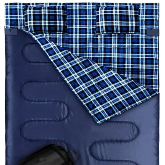 Outdoor Camping Flannel Sleeping Bag with Pillow, Thickened for Comfort