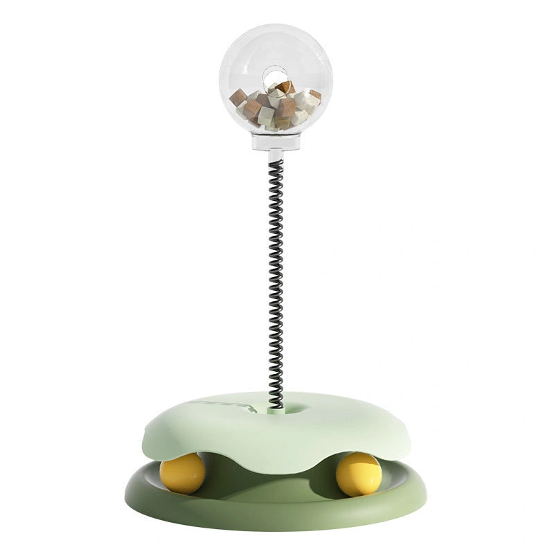 Interactive Cat Toy with Treat Dispenser and Spring Ball