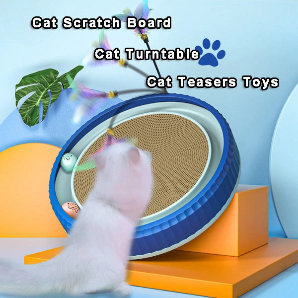 Round Cat Scratching Board with Toy Ball, Protects Furniture