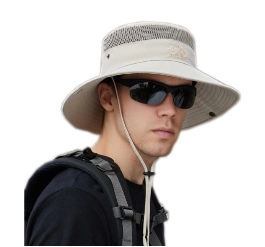 Breathable mesh bucket hat with 9cm brim for outdoor protection