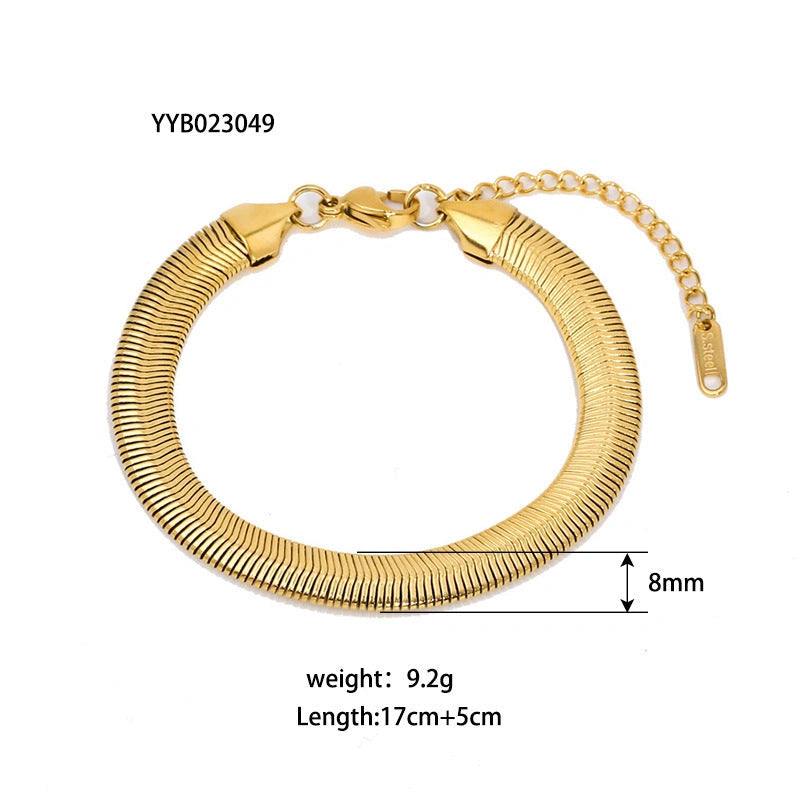 Stainless Steel Ornament Bracelet with Real Gold Treatment