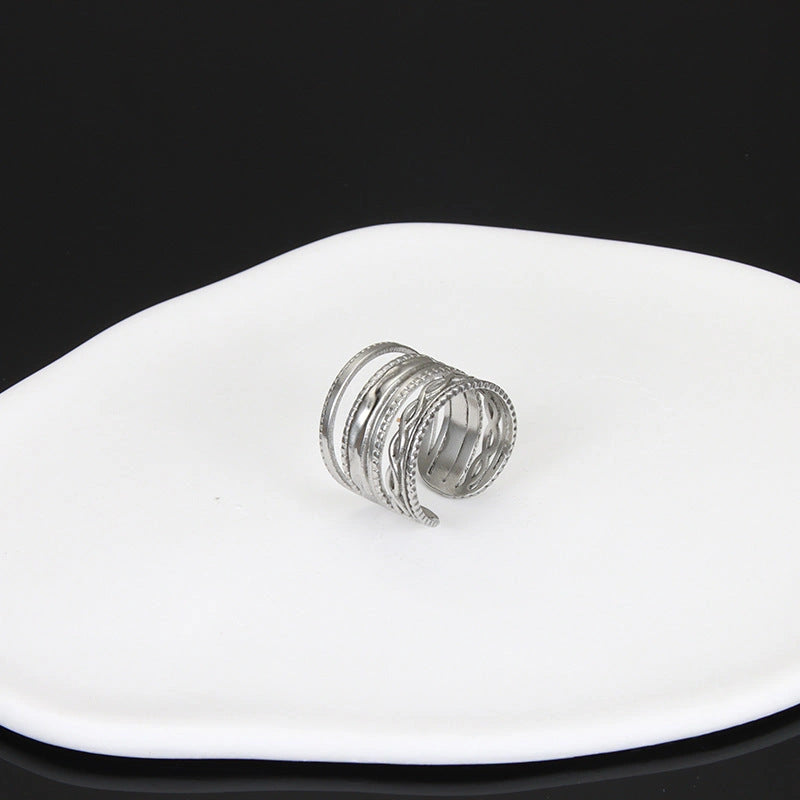 Adjustable Stainless Steel Finger Ring with Unique Charm Designs