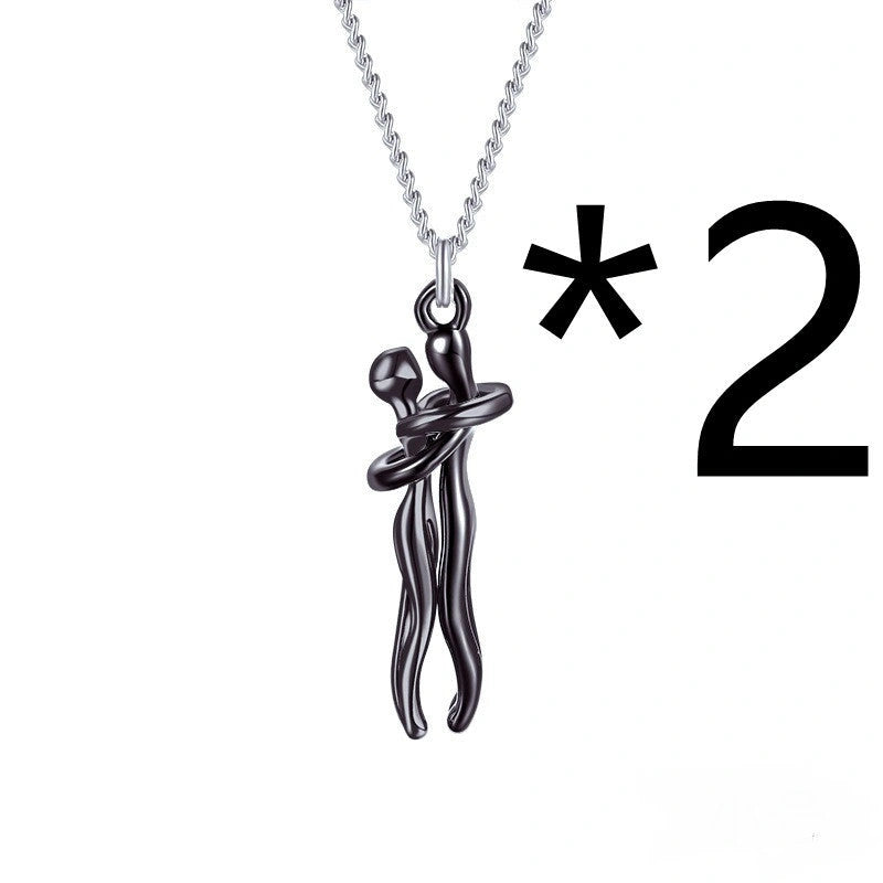 Affectionate Hug Necklace for Couples in Punk Street Style