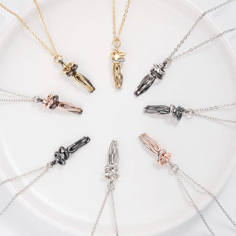 Affectionate Hug Necklace for Couples in Punk Street Style