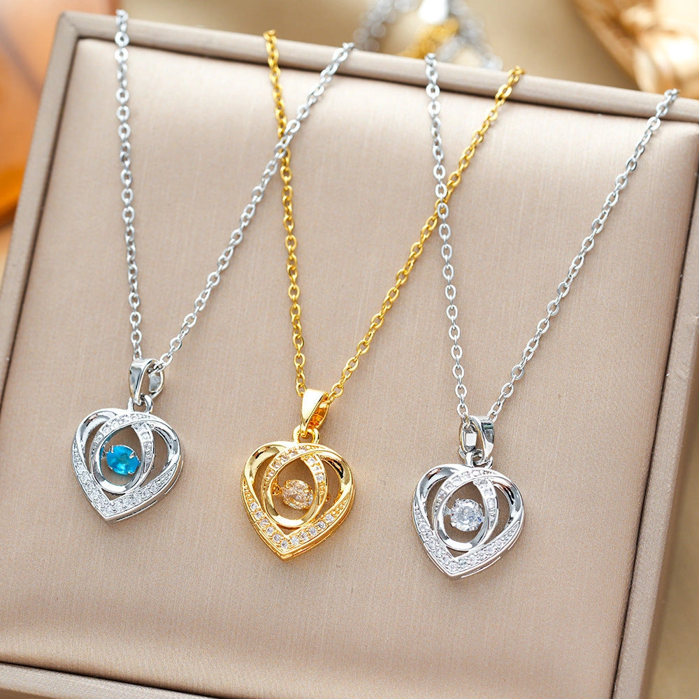 Heart-shaped Rhinestone Clavicle Chain Necklace for Valentine